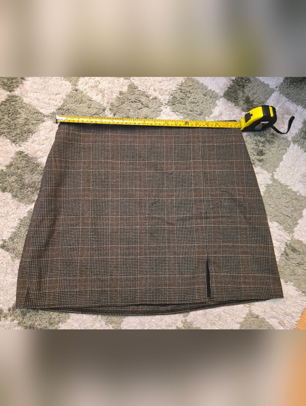 Old Navy Brown Plaid Skirt with Orange Accents and Slit